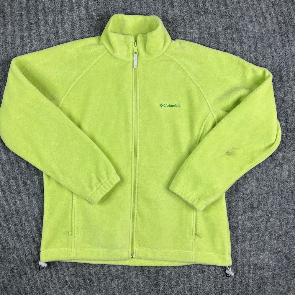 Columbia Fleece Jacket Womens Size‎ L Green Full Zip Outdoor Lightweight Warm